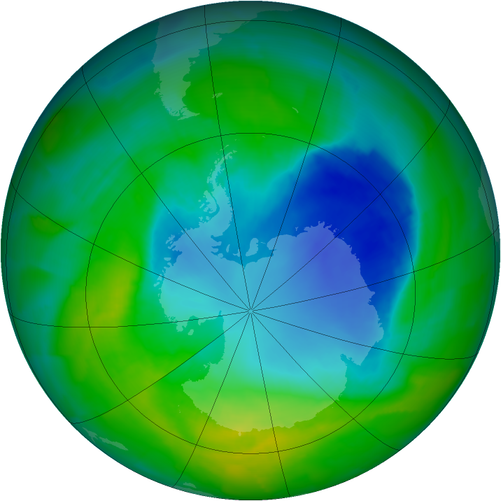 Antarctic ozone map for 29 November 2011